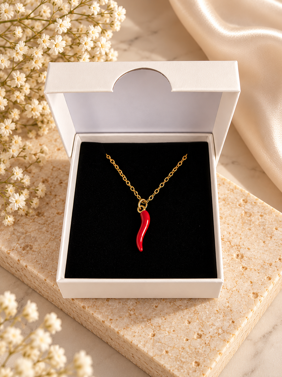 Glazura™ Amore Chilli Necklace - 18K Gold Plated Stainless Steel